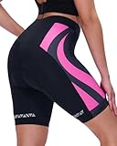 Sportneer Radlerhose Damen Gepolstert Schnelltrockende Fahrradhose Damen Kurz Elastische Radhose Damen Mit Sitzpolster 4D Radsportshorts Kurze Sporthose Damen Mit Breiterem Und Dichterem Polster