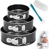 WERTIOO Springform Set, 3 Stück Springform 10cm/18cm/22cm Runden Backformen, Antihaftbeschichte Auslaufsiche Kuchenform Cake Pan Käsekuchenform mit 50 Stück Pergament Backpapier und 1 Silikonspatel