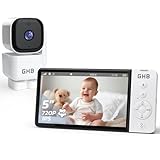 GHB Babyphone mit Kamera 5 Zoll IPS-Display 350° Rotation 5000 mAh VOX 4-Fach-Zoom Nachtsicht Raumtemperatur-Anzeige Zwei-Wege-Audio 720P