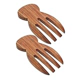 BAZEITFLOW 2 Stück Teiliges Salatbesteck aus Robustem Acacia Holz Natürliche Maserung Salat Mischzangen und Buffetgabeln Elegant Gestaltete Küchenhelfer zum Servieren Mischen und Anrichten