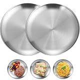 SHSHbuy 2 Stück Edelstahl Rundes Geschirr Edelstahl Teller Camping Teller Unterteller Edelstahlteller Servierteller für Camping Küche Party 20 cm