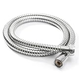 FGUJSUR 1 Stück Flexibler Duschschlauch 1 m/1,5 m/2 m Sanitärschläuche Edelstahl Chrom Badezimmerzubehör Wasserkopf Duschkopfrohr Für Handbrause(1M)