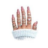 JPXXFM Stapelbare Ringe für Frauen Nicht -juristische Strumpfstoffe Silberringe Set Star Moon Knuckle Ringe