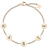 TMT Personalisiertes Armband Mit Buchstaben Silber Rosegold | Mutter Tochter Geschenk Kette mit Namen | Armband Mit Gravur | Edelstahl Armband Damen