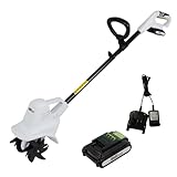 TRUTZHOLM Akku Bodenhacke 20V/2.0Ah mit Akku und Ladegerät 19 cm Arbeitsbreite 24 Klingen 15,5 cm Arbeitstiefe Motorhacke Bodenfräse Gartenfräse Kultivator für Beet und Garten