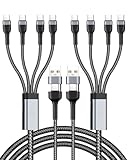 2 Stück USB-C Multi-Ladekabel 4 in 2, 1,2 m Universal-Multi-USB-Kabel mit 4 Typ-C-Anschlüssen Schnellladung PD 40 W & QC 3,1 A Multi Ladekabel für iPhone 15, Samsung S24, Xiaomi