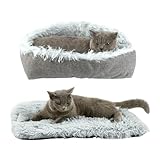 ToKinCen Katzenbett waschbar Katzen Bettchen,61x51cm Katzenbett Plüsch Weich Katze Schlafen Bett Katzensofa Flauschige Katzenbett Katzendecke (Grau)
