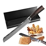 Brotmesser mit Wellenschliff, 20,5 cm extra scharfe Klinge aus hochwertigem Edelstahl mit ergonomischem Holzgriff zum Schneiden von Brot, Bagels, Kuchen, Oktoberfest