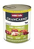 animonda GranCarno Hundefutter, Nassfutter für erwachsene Hunde, verschiedene Sorten 6 x 800 g Kaninchen+Kräutern