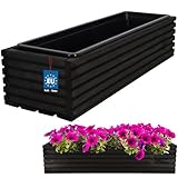 KOTARBAU® Blumenkasten aus Holz 64x20cm mit Innentopf Balkonkasten Schwarz Balkontopf Blumentopf Pflanzkübel Holzblumentopf Blumenkasten Blumenkübel Outdoor Balkon Garten Terrassen Kasten mit Einsatz