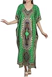 SheKaf Türkischer Kaftan-Kimono, Maxikleid, Kaftan, Strand, Badeanzug, Loungewear, Bohemian-Grün, lang, L002, Einheitsgröße, Bohemian Green Long L002, EinheitsgröÃŸe