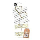 h2i Herz-Gold Wunderkerzen | 2 Stück | 18 cm | +/- 60 sek | Geburtstagskerzen Sprühkerze Spritzkerze Sternenspritzer Funkenzauber für Valentinstag Hochzeit Silvester Geburtstag | Kat F1