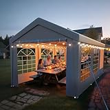 arvioo Pavillon 3x6, Mach Dein Garten zur Partyzone, Partyzelt mit 2 Seitenwänden & 2 Giebelteilen, UV-beständig & Wasserdicht, Festzelt aus Verzinkte Stahlgestänge & PE-Plane (Grau)