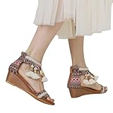 Generisch Absatzschuhe Damen Sandales Hinten Offen Sandaletten Boho Keilsandalen Weite H Sportsandalen Mit Fußbett Schlupfsandalen Breite Füße Wandersandalen Schnallensandalen