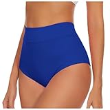 Bikini Hose Damen Retro Ruched Bikinihose High Waist Badeanzug Mädchen Bikini Unterteil Damen Hoch Geschnittene Badehose Einfarbige Hoher Taille Strandhose Einfarbige Bikini Briefs