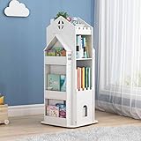 KG7HQRP Bücherregal mit 3 Ebenen, um 360 ° drehbares Bücherregal, Spielzeug-Organizer, Mehrzweck-Bücherregal, Aufbewahrungsregal für Kinderzimmer, Spielzimmer, 108 x 46 x 46 cm (A 95 x 41 x 41 cm)