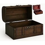 flexilife Schatztruhe aus Holz in versch. Größen - Geschenk Truhe Holztruhe - Schatzkiste Kindergeburtstag - Schatztruhe Hochzeit (dunkelbraun - Holz, groß - 40 x 30 x 25 cm)