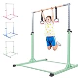 MODVOKE Gymnastikstange Für Kinder, Gymnastik Turnreck Mit Ringen, Turnreck Reckstange Für Heimtraining Höhenverstellbar 98-159cm Trainingsgerät Bis 200 Kg Für Kinder Home Gym Garten