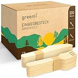 greenli® Einwegbesteck Set - 200 Holzgabeln und Holzmesser - Nachhaltiges Einweggeschirr Set aus Holz