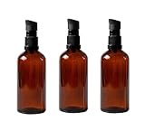 3 x 100 ml bernsteinfarbene Glas-Lotion-Flaschen, leer, nachfüllbar, Kosmetik, Make-up, Reisegröße, Pumpspender, Behälter für Aromatherapie, ätherische Öle, Hautpflege, Toilettenartikel