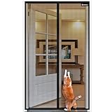 LUXUS Fliegengitter Tür Magnet,Glasfaser mit Starke Flammhemmung+Reißfestigkeit,110*220cm Fliegengitter Balkontür ohne bohren mit Stärkere Magneten,Insektenschutzgitter,Verbreiterter Klettverschluss