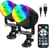 2er-Pack Discokugel Partylicht mit Fernbedienung, musikgesteuert, tragbar für draußen und drinnen, USB-Stecker, DJ Licht, Party Gadgets, Discolicht, Stroboskop-Bühnenlicht als Partybeleuchtung