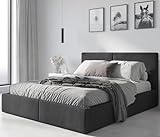 Interbeds Polsterbett Bett Doppelbett mit Stauraum mit Lattenrost Bettkasten Boxspringbett hydrophob gepolsterter Bettrahmen (Anthrazit, 140x200cm)