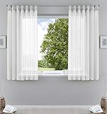 Gardinenbox 2er-Pack Gardinen Transparent Vorhang Set Wohnzimmer Voile Schlaufenschal mit Bleibandabschluß HxB 175x140 cm Weiß, 61000CN