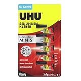 UHU Sekundenkleber extra stark | 5x1g Kleber Tuben für präzises Kleben | Sekundenkleber flüssig für Kunststoff, Metall, Holz, Keramik, Porzellankleber | Superkleber & Kunststoffkleber
