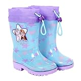 PERLETTI Disney die Eiskönigin II Gummistiefel mit Elsa Anna - Frozen 2 Regenstiefeln Türkis Lila für Kleine Mädchen - Wasserdichte Stiefel mit Rutschfeste Sohle und Kordelzug (Hellblau, 24/25 EU)