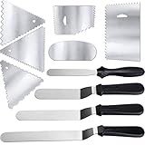 YOUYIKE Winkelpalette Set 4 Stück Edelstahl Streichpaletten Tortenmesser 4, 6,8,10 Zoll, 6 Stück Winkelpaletten Zuckerguss, Icing Spatel Smoother für Verteilen von Sahne und Kuchen Dekorieren