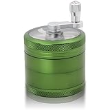 Dcou Handkurbel Premium Mühle unzerbrechlich CNC Aluminium Metall Kräuter Mahler Schleifer, 4 Teile, Ø55mm (Grün)