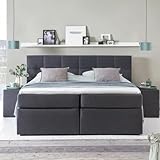 3F FURNITURE FOR FRIENDS Boxspringbett Bea 180x200 cm Anthrazit Härtegrad H3 | 7-Zonen Taschenfederkern Matratze + Visco Topper