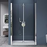 doporro Duschtür Nischentür dusche Duschabtrennung Duschkabine 90cm Nischendrehtür 195cm ESG-Sicherheitsglas Duschtür aus Klarglas mit Hebe- und Senkmechanismus Teramo24K