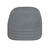 DORAFAIR 4-Pcs Stuhlkissen Samt Eckig Sitzkissen Sitzauflage Gepolstert für Stühle in Haus und Garten, 39 x 38 x 1.7 cm, Grau
