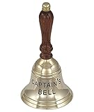 Handglocke Tischglocke Glocke Messing poliert Holzgriff 17cm Captain`s Bell
