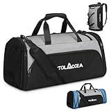 Tolaccea 54L-72L Erweiterbare Sporttasche für Damen Herren,Groß Reisetasche Rucksack mit Schuhfach,Fitness Trainingstasche für Gym,Reise,Schwimmen,Sauna,fußbal（Grau）
