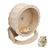 WIYETY Holzlaufrad 23cm für Hamster und Kleine Haustiere - Leises Laufrad aus Holz für Zwerghamster, Rennmäuse, Mäuse - Kleintierspielzeug