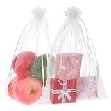Mozeat Lens 30 Stück Organzasäckchen 25 x 35 cm Weiße OrganzaBeutel Organza Beutel Trauben Schutzbeutel mit Zugband Geschenksäckchen mit Kordelzug für Schmuck Geschenke Süßigkeiten Hochzeit