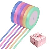 Satinband Pastell, 10mm x 22m Seidenband, Satinbänder Bunt, Seidenbänder, Bänder Zum Basteln, Satinbänder Pastell, Seidenband Geschenkband, für Deko Blumenstrauß Basteln DIY Haarschleife(6 Farben)