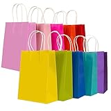 30 Stück Papiertüten 10 Farben Geschenktüten, Kraftpapiertüten mit henkel, Geschenktüten für Hochzeitsfeier, Candy Tüten zum Verpacken von Kindergeburtstag, Party, Geschenken, Feiern(15 x 8 x 21 cm)