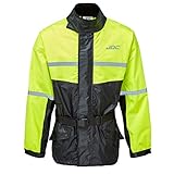 JDC wasserdichte Motorrad-Regenüberzugsjacke Hohe Sichtbarkeit - Shield - Gelb/Schwarz - XL