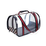 Katzentragetasche für Haustiere, Katzen, transparent, modisch, faltbar und atmungsaktiv, Haustier-Tragetasche (Farbe: Rot, Größe: M)