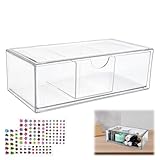 ZFOEFO Wattestäbchen Behälter, Acryl Wattestäbchen Box Einstellbar Ohrstäbchen Behälter 20,5 x 10 x 7cm Wattestäbchen Spender Transparent Wattepads Aufbewahrung Behälter für Kosmetik Wattestäbchen