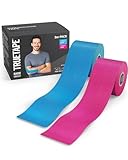 TRUETAPE® Kinesiotape – BASIC Uncut Duo – 2x Rollen (5 m x 5 cm) ungeschnitten – Wasserfestes & Elastisches Kinesiologie Tape – Physiotape mit starker Klebekraft für Alltag & Sport – Blau & Pink