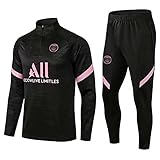 JIEAGY Paris Jersey Trainingsanzug Langarm Jacke Frühling und Herbst Jacke Trainingsanzug Fußball Personalisierte Uniform PSG Männer Frauen (M-Medium, Schwarz)