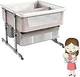 ZXSYYDS Stubenbett Als Beistellbett Für Zwillinge – Abnehmbarer Stoffbezug, Faltbares Reisebett, Ideales Beistellbett Für Bequemes Schlafen – Babybett,Khaki