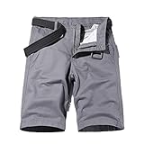 Adhdyuud Herren-Cargo-Shorts, 100 % Baumwolle, knielang, einfarbig, Workout, Sweatpants, Laufshorts
