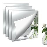 4 Stück Spiegelfliesen selbstklebend, 15x15 cm Acryl-Spiegel kleben Fliesenspiegel, Spiegel zum Spiegelfolie selbstklebend für Wand Badezimmer Schlafzimmer Schrank Wohnzimmer