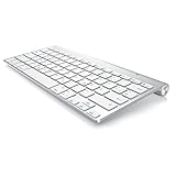 CSL - Bluetooth Tastatur kompatibel mit Mac Layout - Kabelloses Keyboard - Multimediatasten - QWERTZ-Layout - kompatibel mit iOS Android Windows - für PC Notebook Smartphone Tablet - Silber